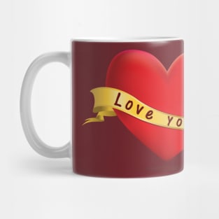 Red heart with ribbon Mug